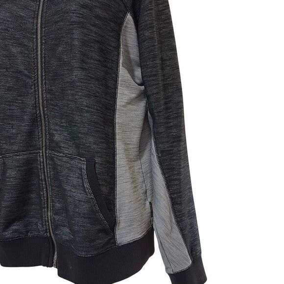 Calvin Klein Jeans Large Black Gray Hoodie Full Zip Kangaroo Pocket Jacket - Picture 4 of 9